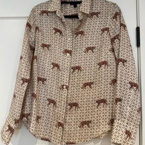 J Crew Silk Animal Pattern Blouse size 6